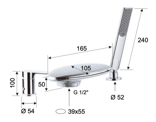 Смеситель для ванны Remer Infinity I07UFNO, черный матовый