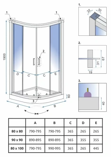 Душевой уголок Rea Look Black 80x100 K7900