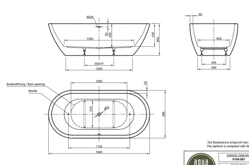 Ванна акриловая Knief Form 0100-287