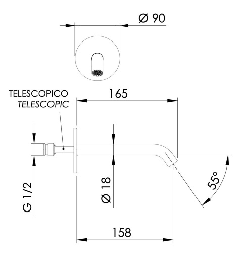 Излив настенный 16 см Daniel Tokyo TK4704BCR